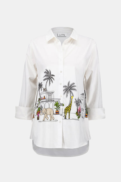 Stretch Poplin Conversational Print Tunic. Style JR252930