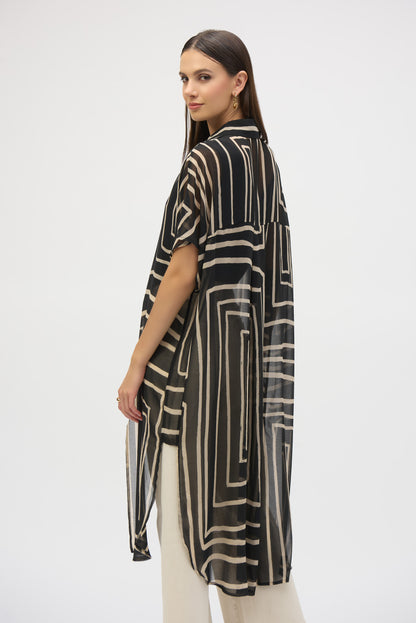 Chiffon Geometric Print Midi Blouse. Style JR252934