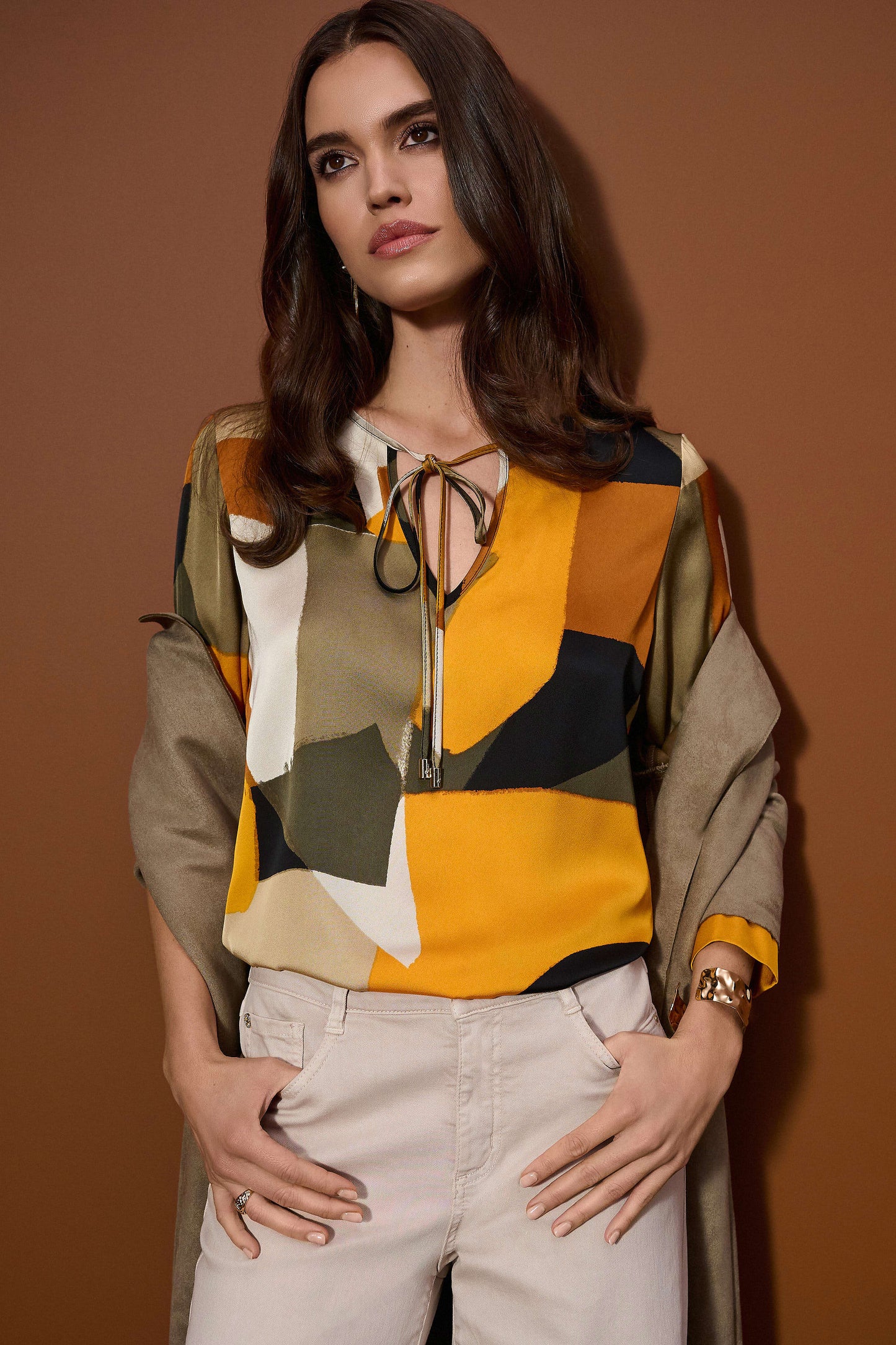 Recycled Satin Abstract Print Straight Tunic. Style JR253011