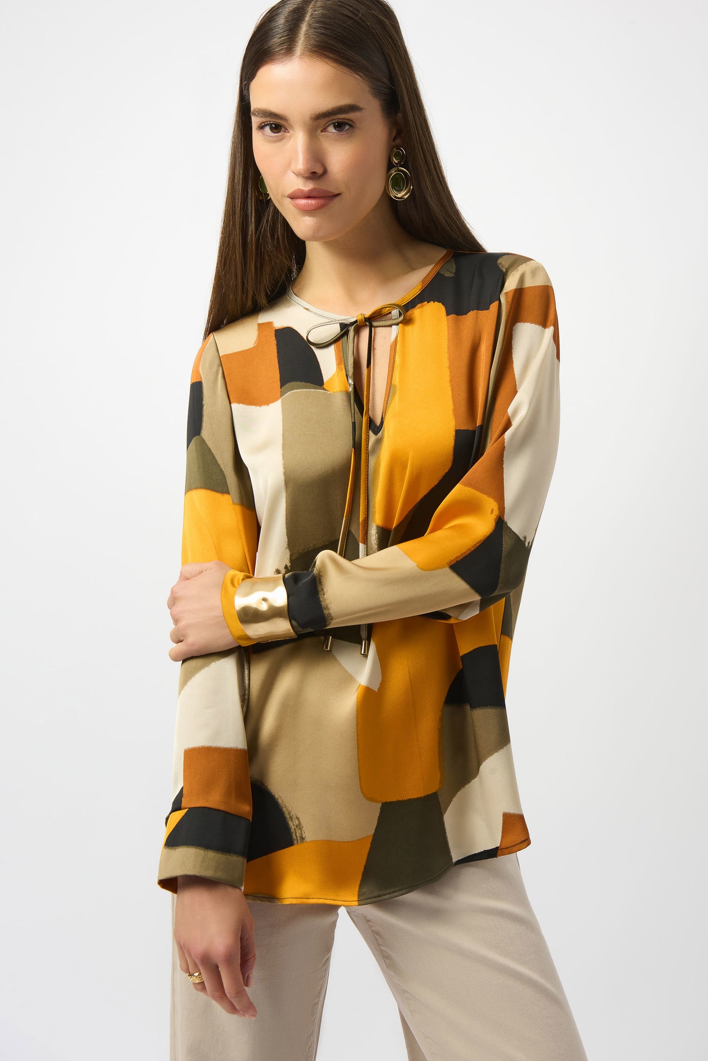 Recycled Satin Abstract Print Straight Tunic. Style JR253011