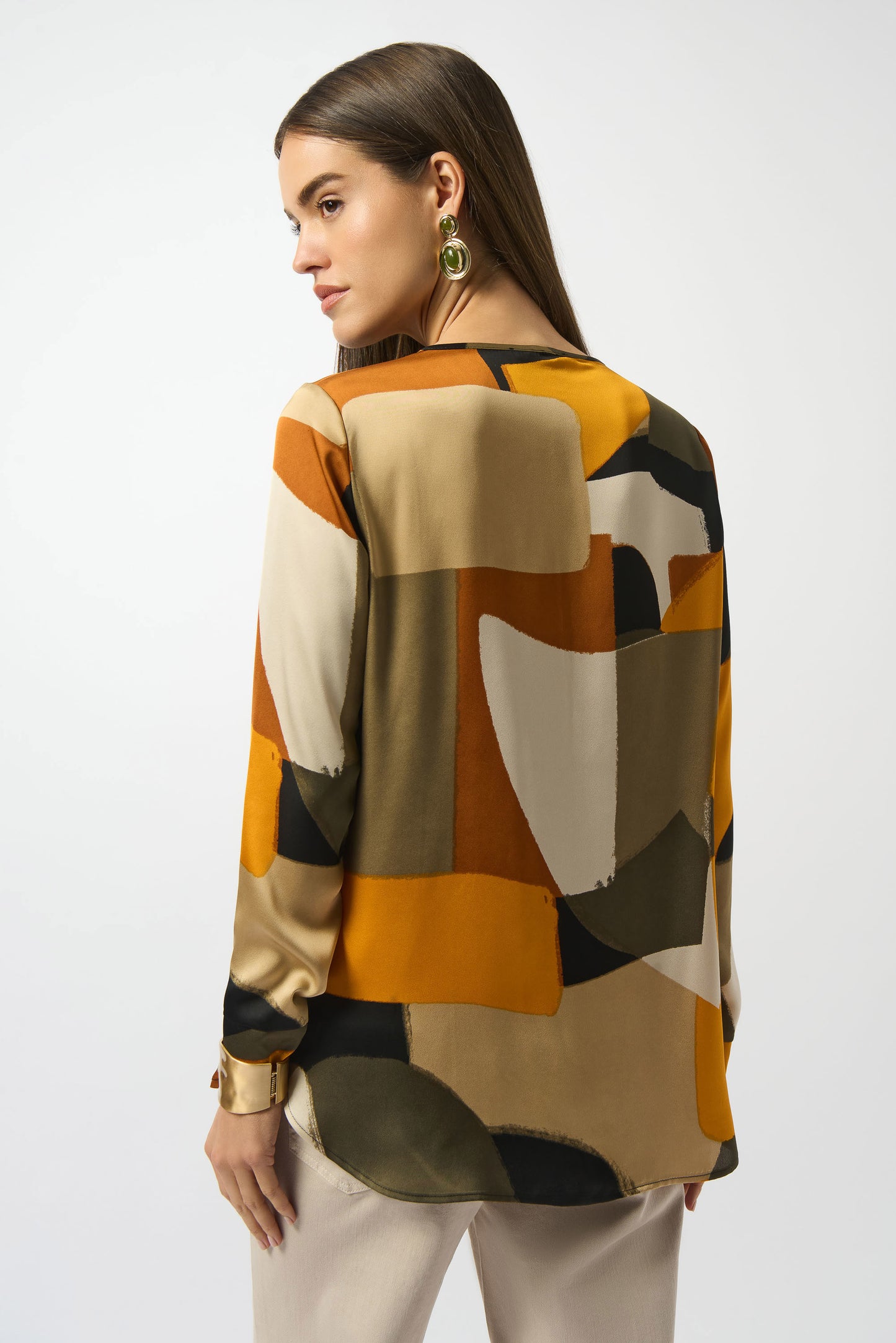 Recycled Satin Abstract Print Straight Tunic. Style JR253011