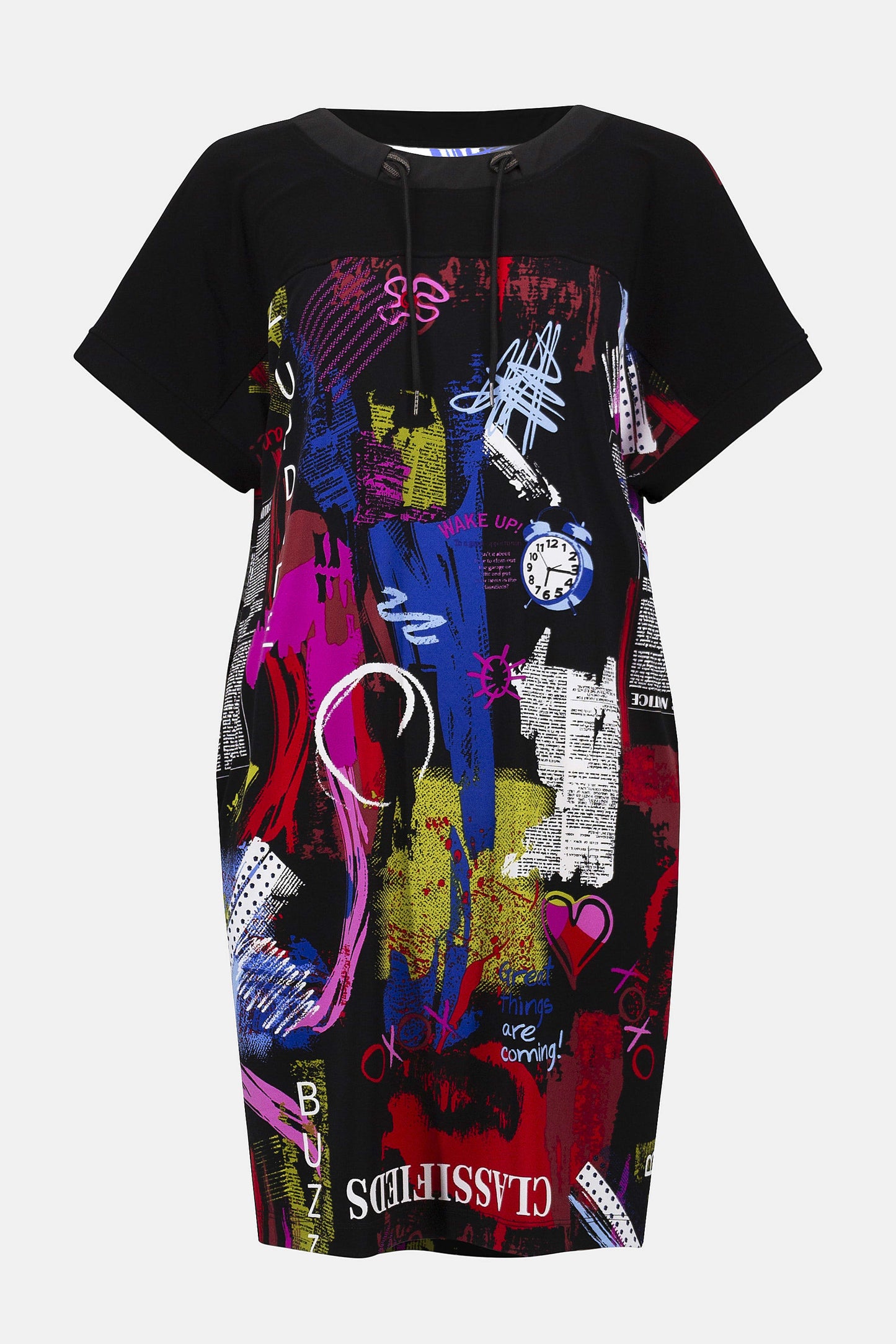 Silky Knit Wording Print Straight Dress. Style JR253032