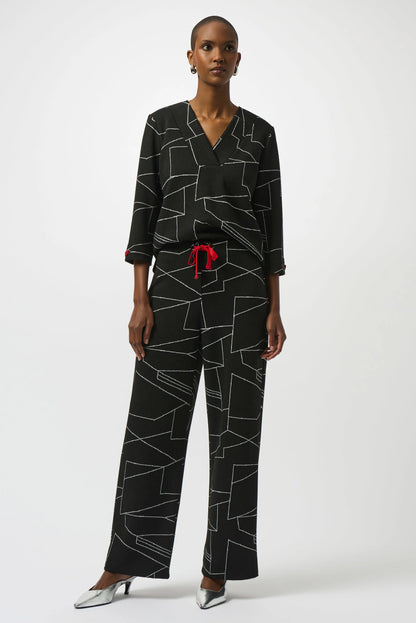 Jacquard Knit Abstract Print Boxy Top. Style JR253079