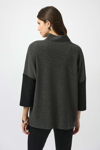 Textured Knit Color Block Boxy Top. Style JR253083