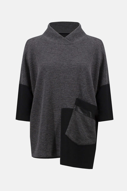 Textured Knit Color Block Boxy Top. Style JR253083