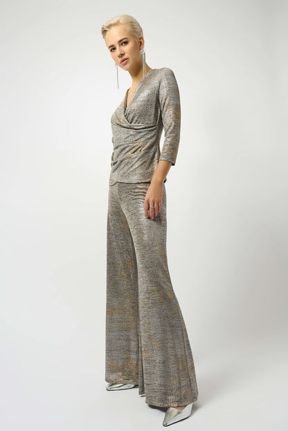 Foiled Mélange Knit Wrap Top. Style JR253087