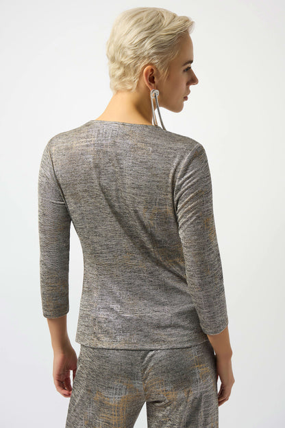 Foiled Mélange Knit Wrap Top. Style JR253087