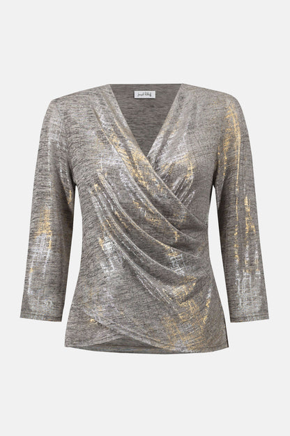 Foiled Mélange Knit Wrap Top. Style JR253087