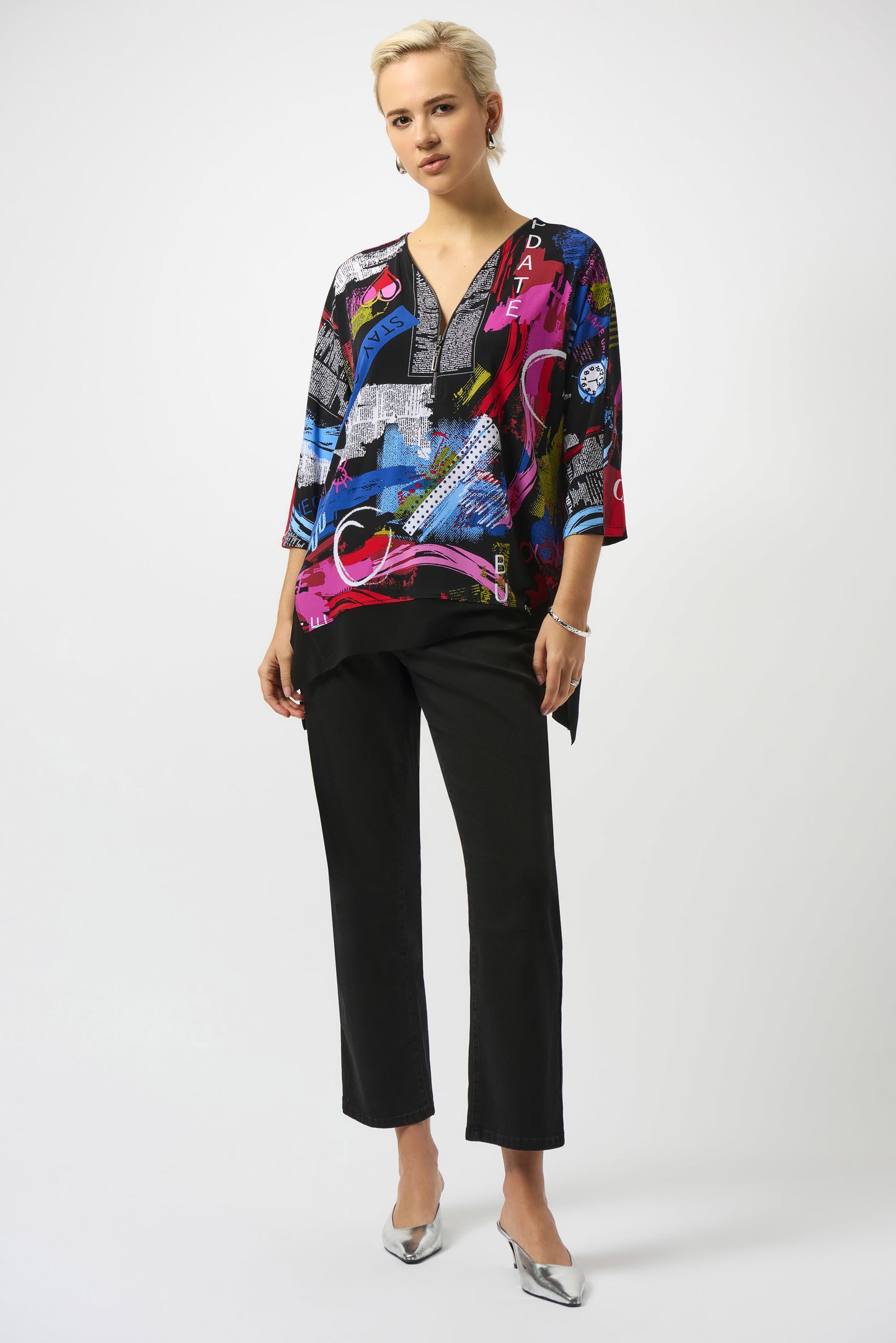 Silky Knit Printed Boxy Tunic. Style JR253113