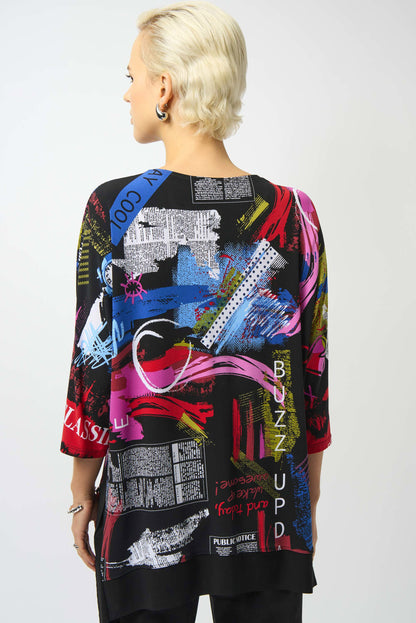 Silky Knit Printed Boxy Tunic. Style JR253113