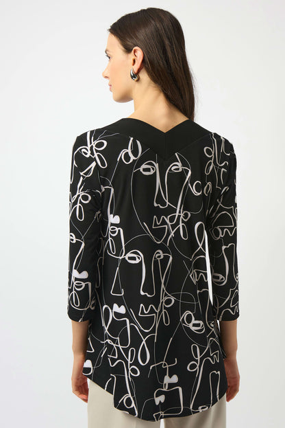 Silky Knit Face Print Flared Top. Style JR253138