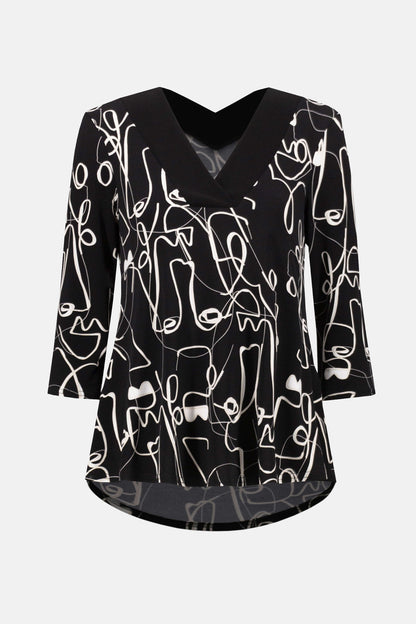 Silky Knit Face Print Flared Top. Style JR253138