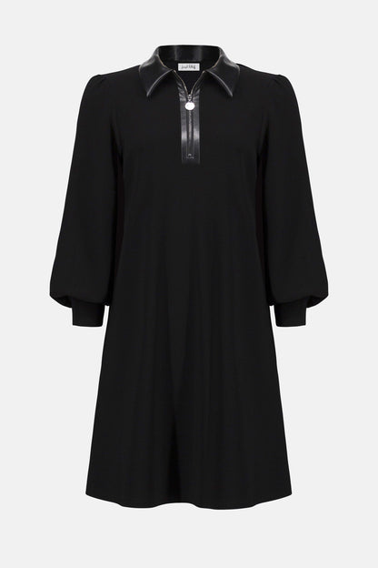 Silky Knit & Leatherette Trapeze Dress. Style JR253164