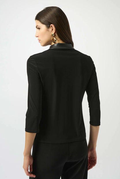 Silky Knit and Leatherette Fitted Top. Style JR253176