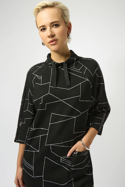 Jacquard Knit Abstract Print Straight Dress. Style JR253197