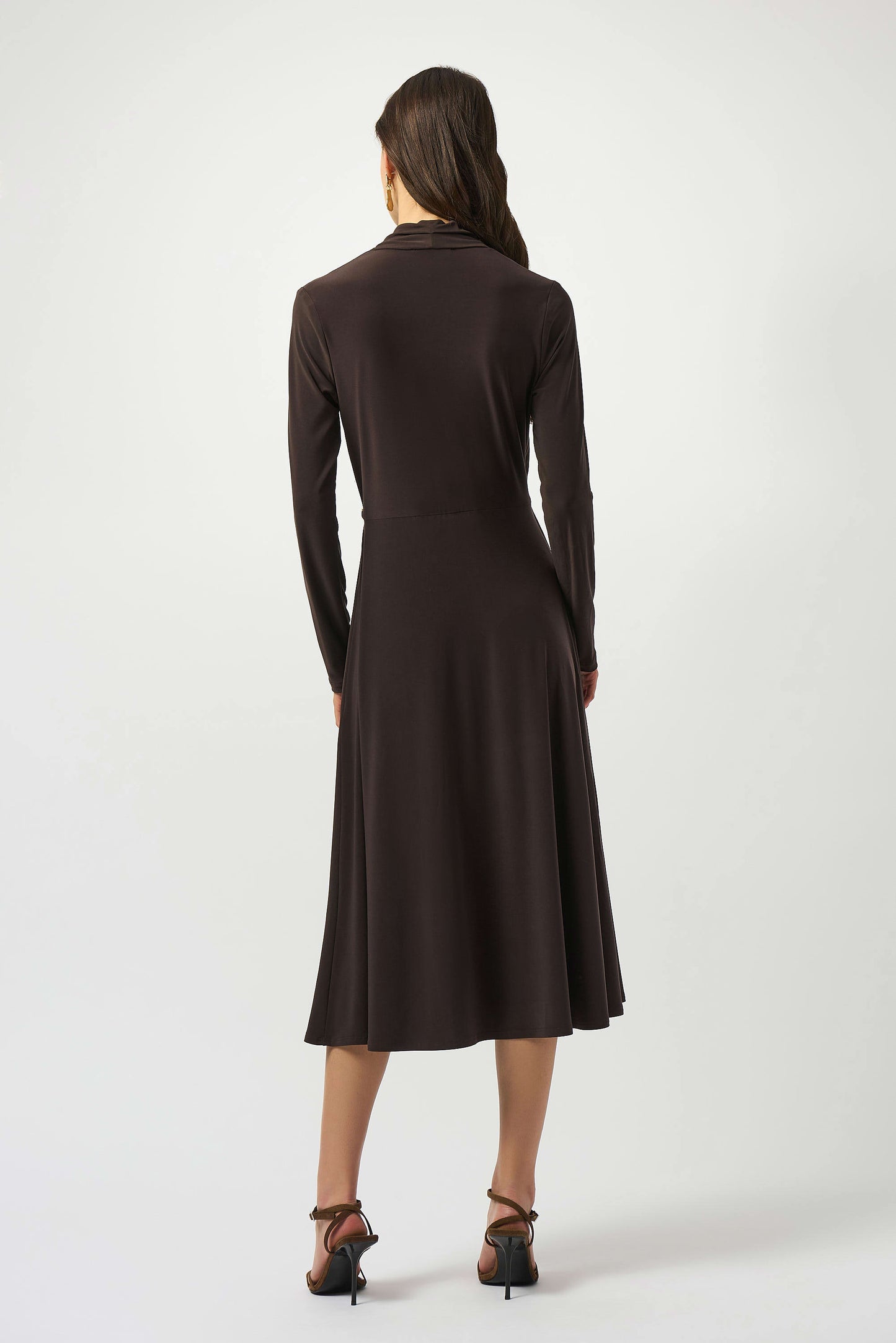 Silky Knit Fit and Flare Wrap Dress. Style JR253235