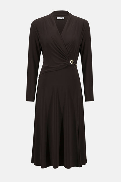 Silky Knit Fit and Flare Wrap Dress. Style JR253235