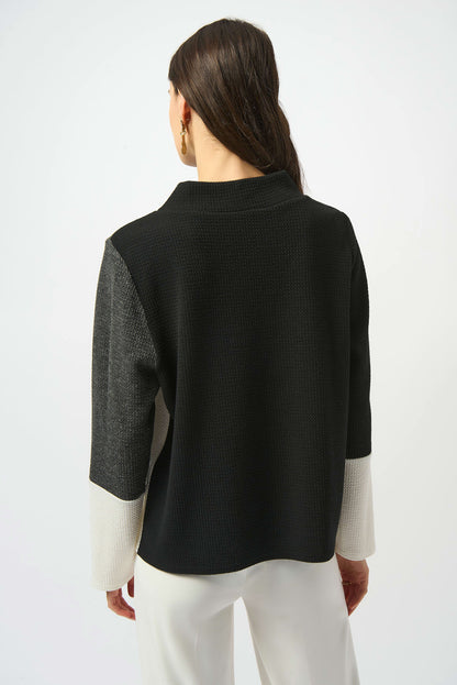 Jacquard Knit Colour-Block Boxy Sweater. Style JR253236