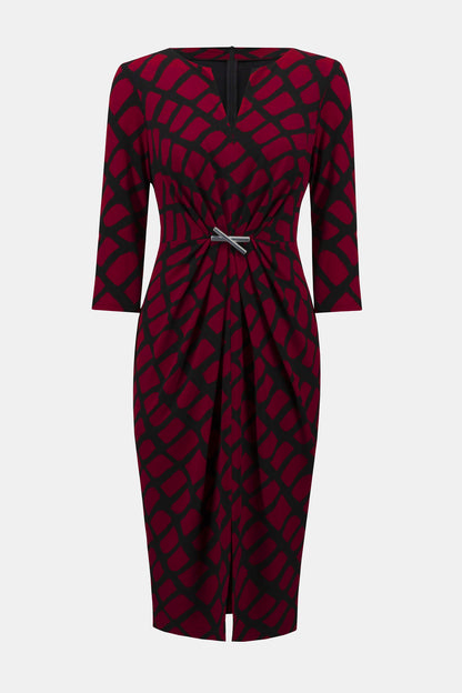 Silky Knit Geometric Print Sheath Dress. Style JR253250