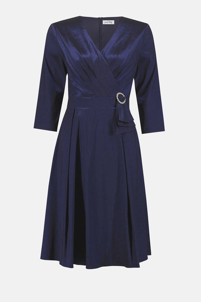 Stretch Taffeta Fit & Flare Wrap Dress. Style JR253777