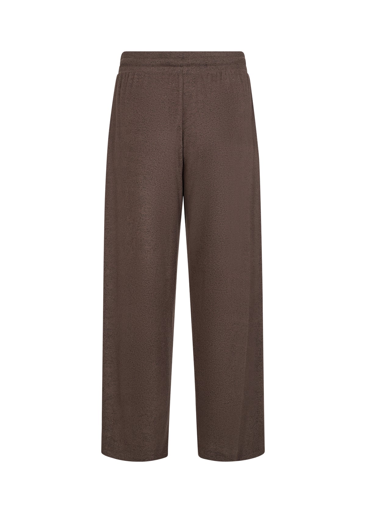 Soft Solid Brown Elastic Waist Wide Leg Cropped. Style SOYA4PF25388