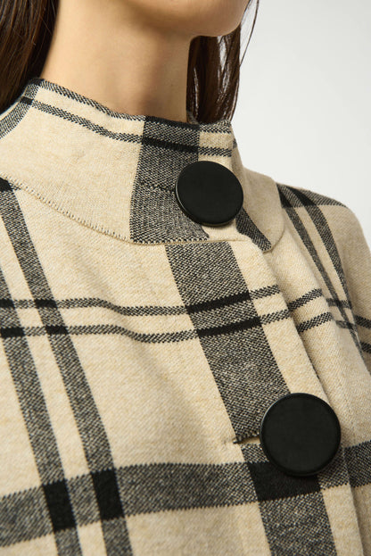 Plaid Knit Poncho Style Sweater. Style JR253903