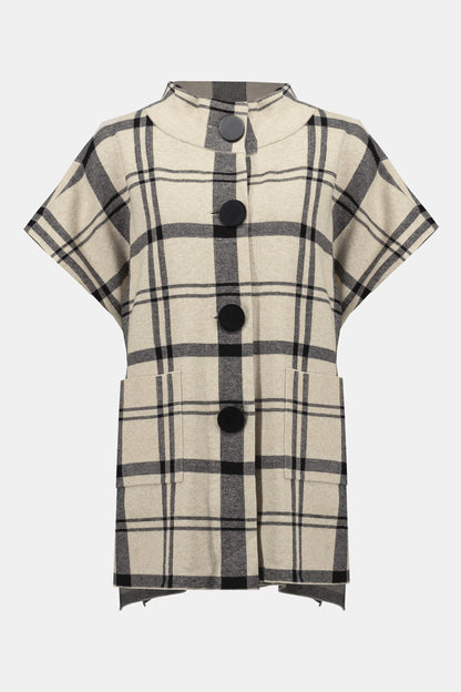 Plaid Knit Poncho Style Sweater. Style JR253903