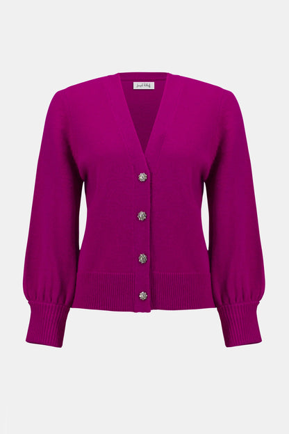 Sweater Knit Puff Sleeves Cardigan. Style JR253906