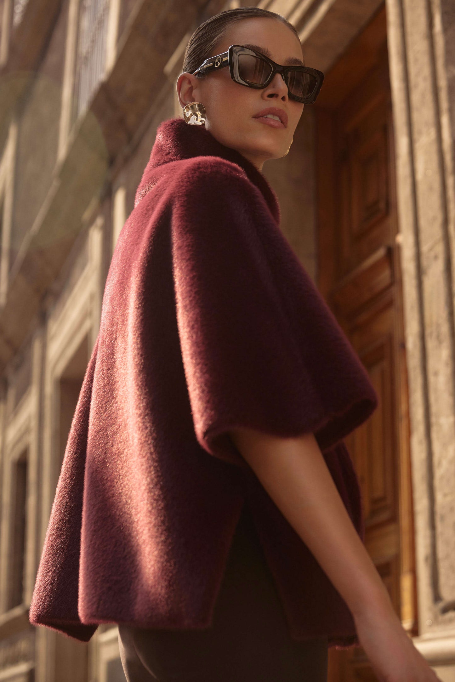 Fur Mandarin Collar Jacket. Style JR253924