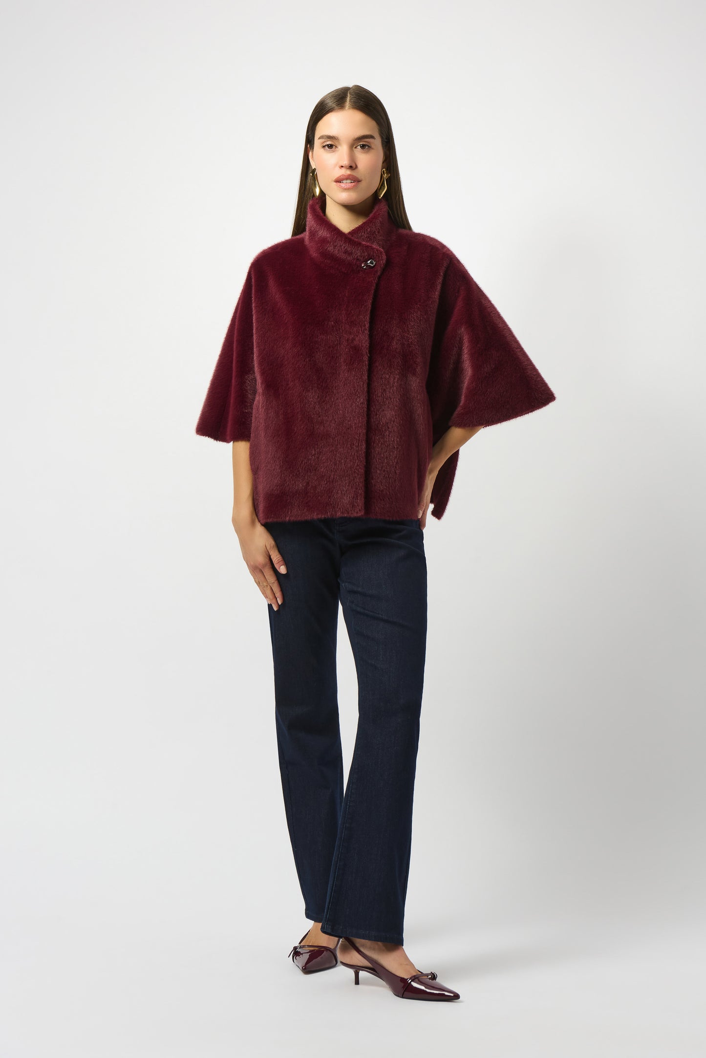Fur Mandarin Collar Jacket. Style JR253924