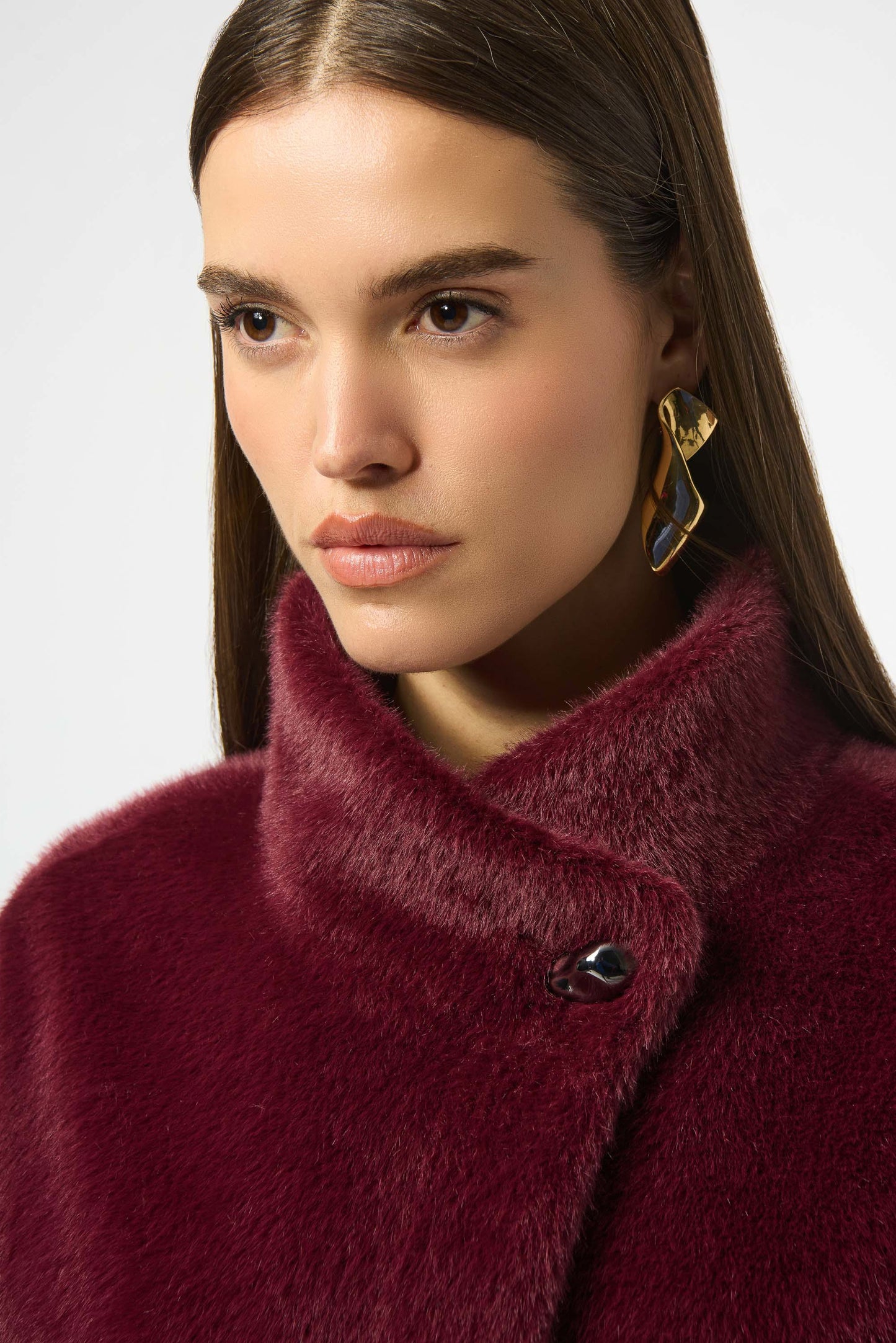 Fur Mandarin Collar Jacket. Style JR253924