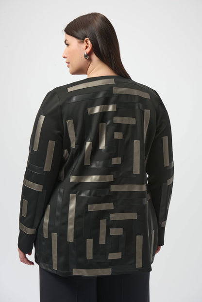 Scuba & Leatherette Collarless Jacket. Style JR253929