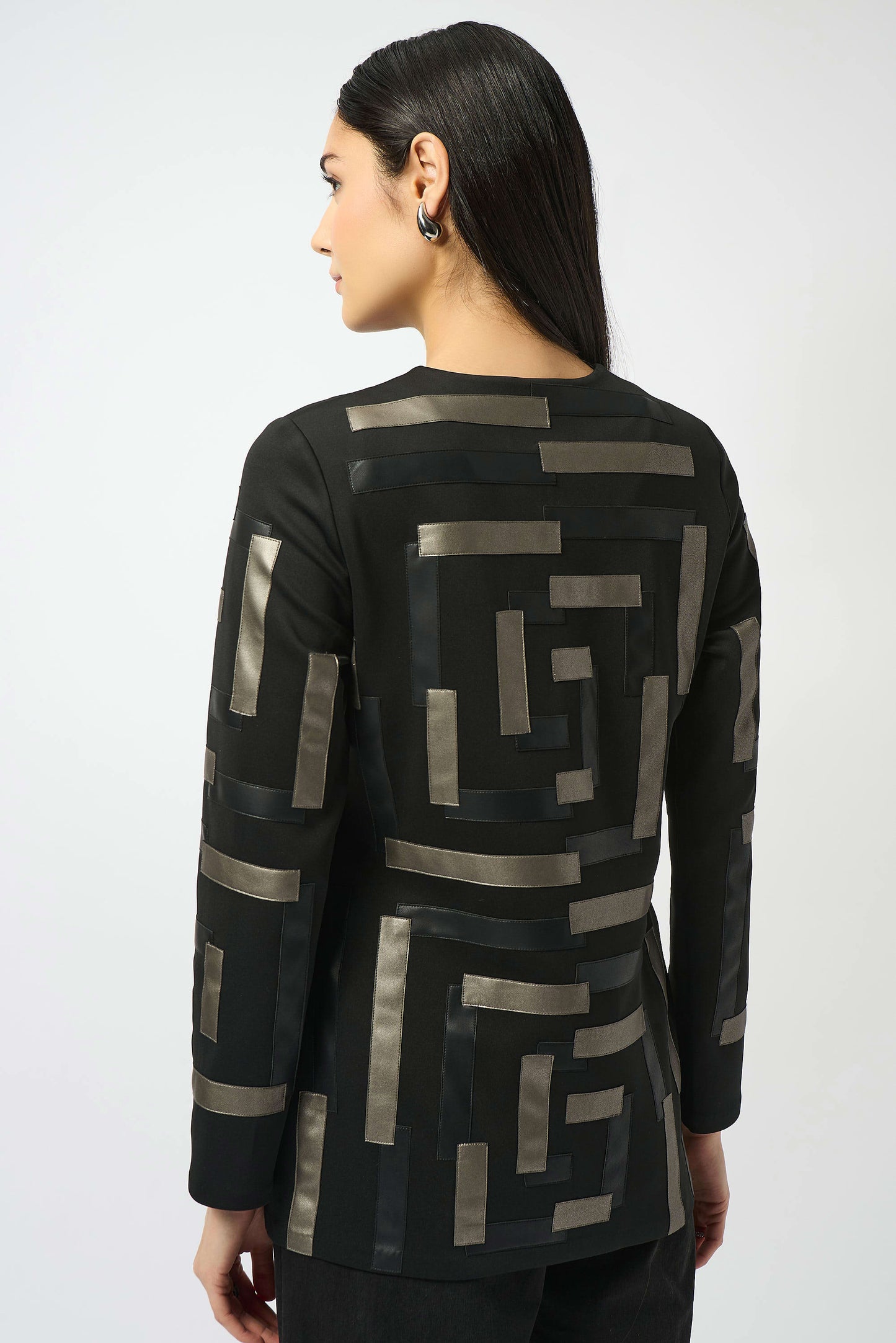 Scuba & Leatherette Collarless Jacket. Style JR253929