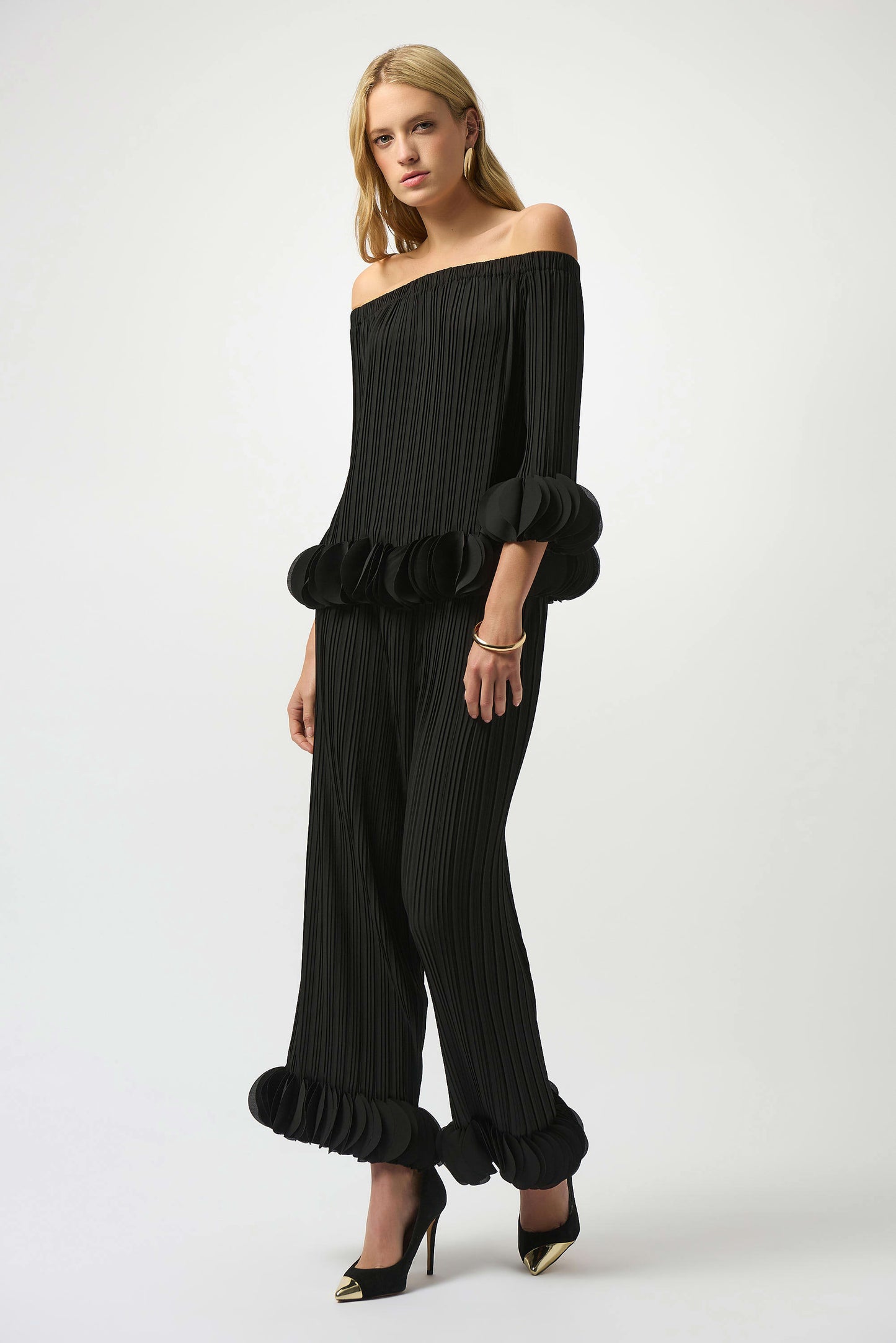 Georgette Off Shoulder Pleated Top. Style JR253939