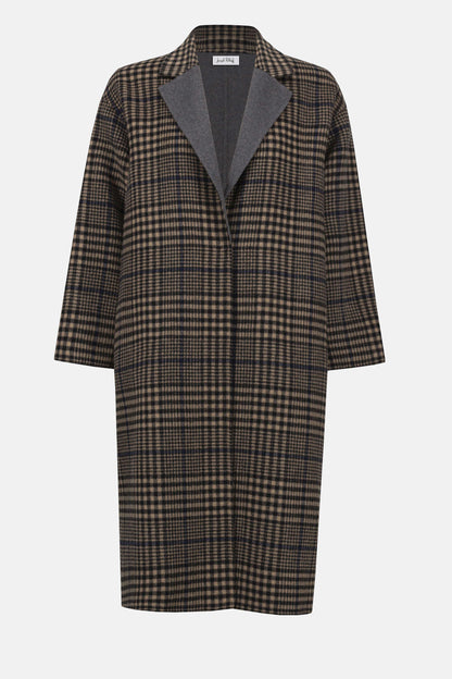 Plaid Wool Blend Double Faced Coat. Style JR253946