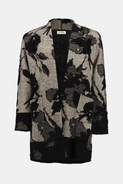 Abstract Jacquard Sweater Knit Long Cardigan. Style JR253956