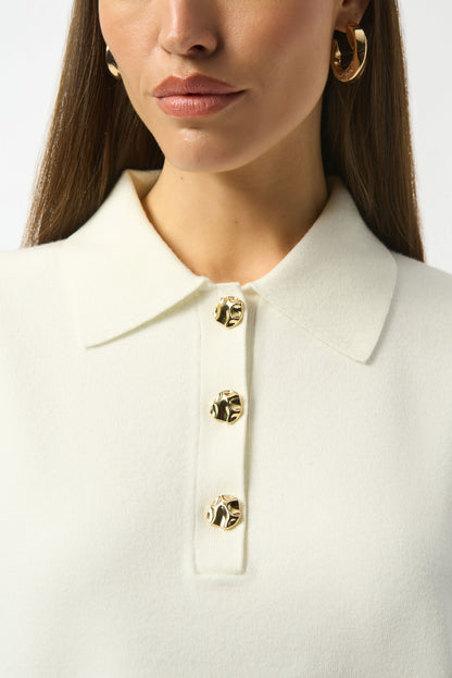 Knit Boxy Pullover With Polo Collar Sweater. Style JR253962