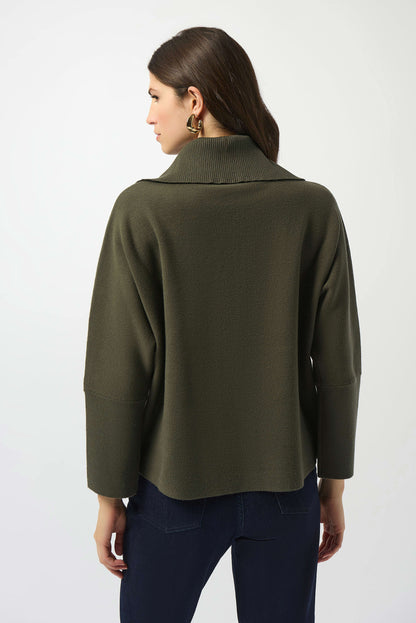 Knit Boxy Pullover With Zipped Collar Sweater. Style JR253963