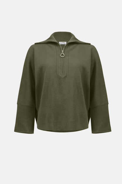 Knit Boxy Pullover With Zipped Collar Sweater. Style JR253963