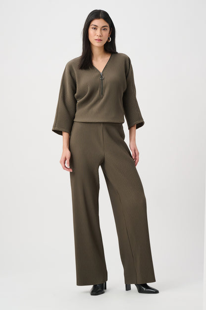 Pleated Scuba Crepe Zipped Neck Top. Style JR263123
