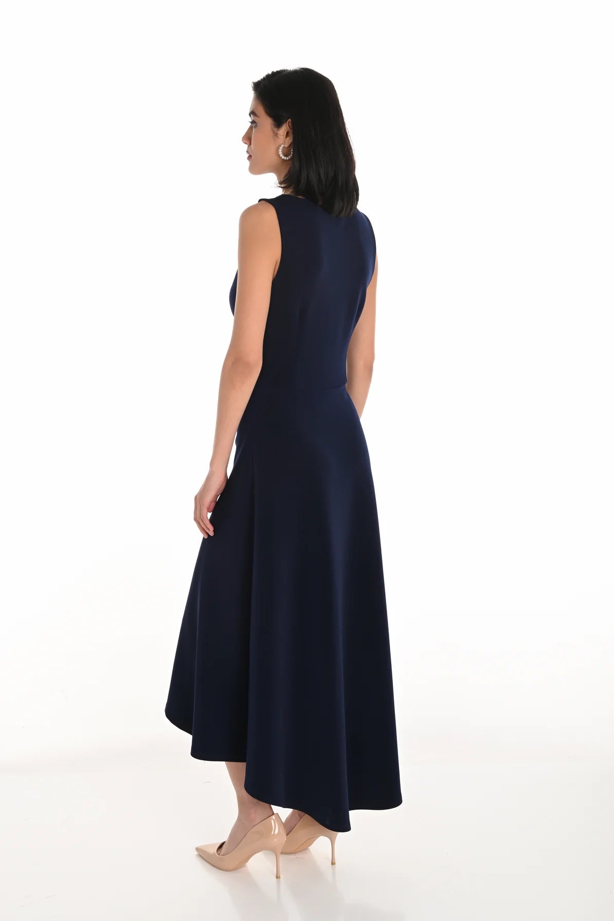 Sleeveless Wrap Skirt Rosette Detail Dress. Style FL254009