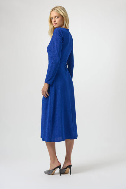 Long Sleeve Gathered Waist Sparkle Dress. Style JR254082
