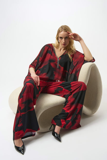 Chiffon Abstract Poppy Print Poncho. Style JR254090