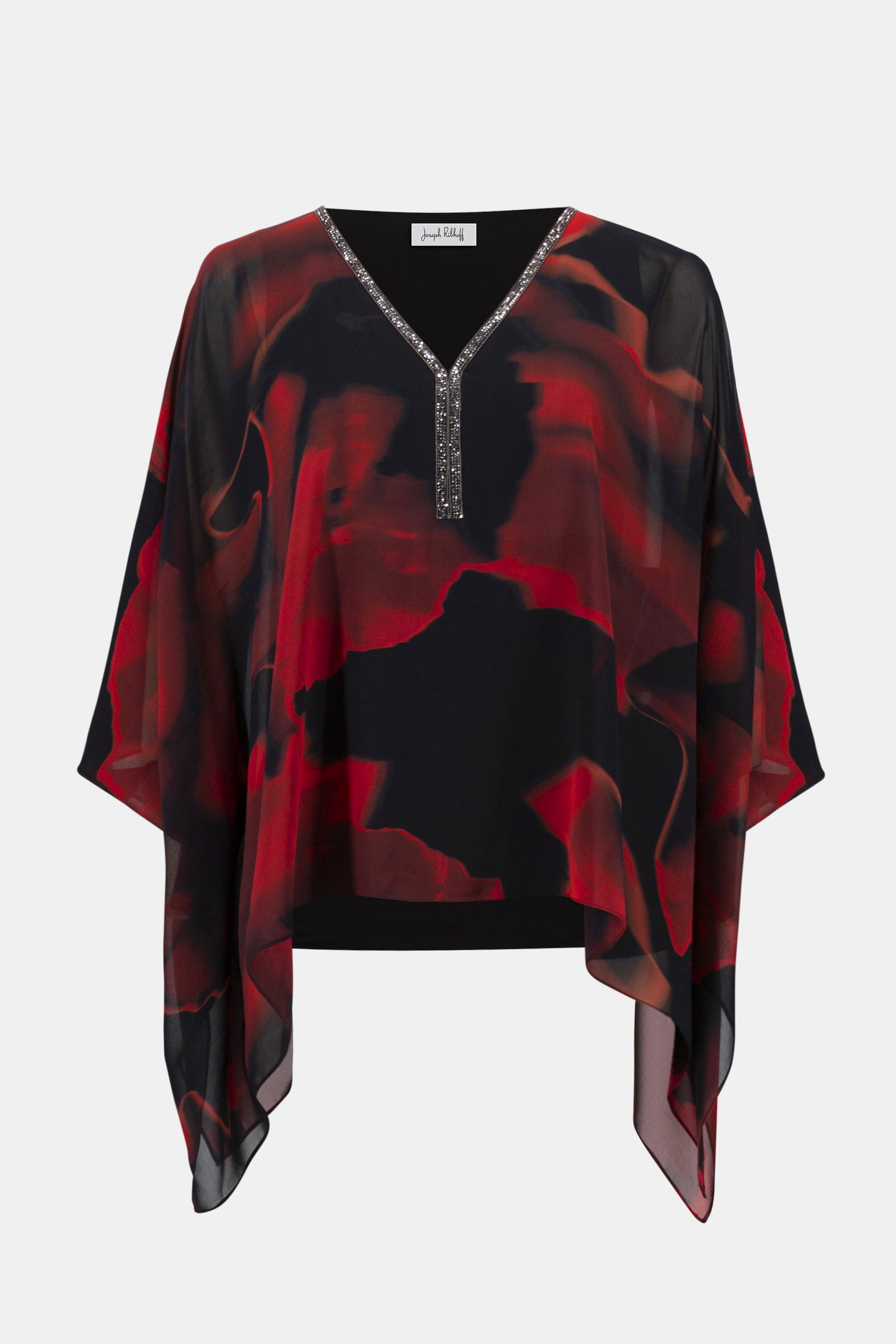Chiffon Abstract Poppy Print Poncho. Style JR254090