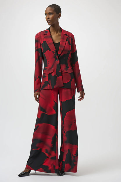 Silky Knit Abstract Print Straight Blazer. Style JR254092