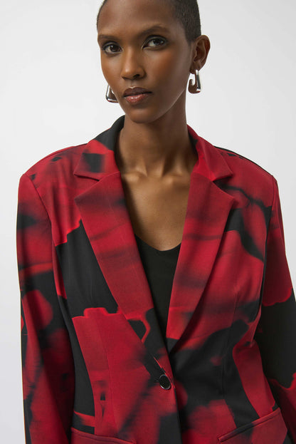 Silky Knit Abstract Print Straight Blazer. Style JR254092