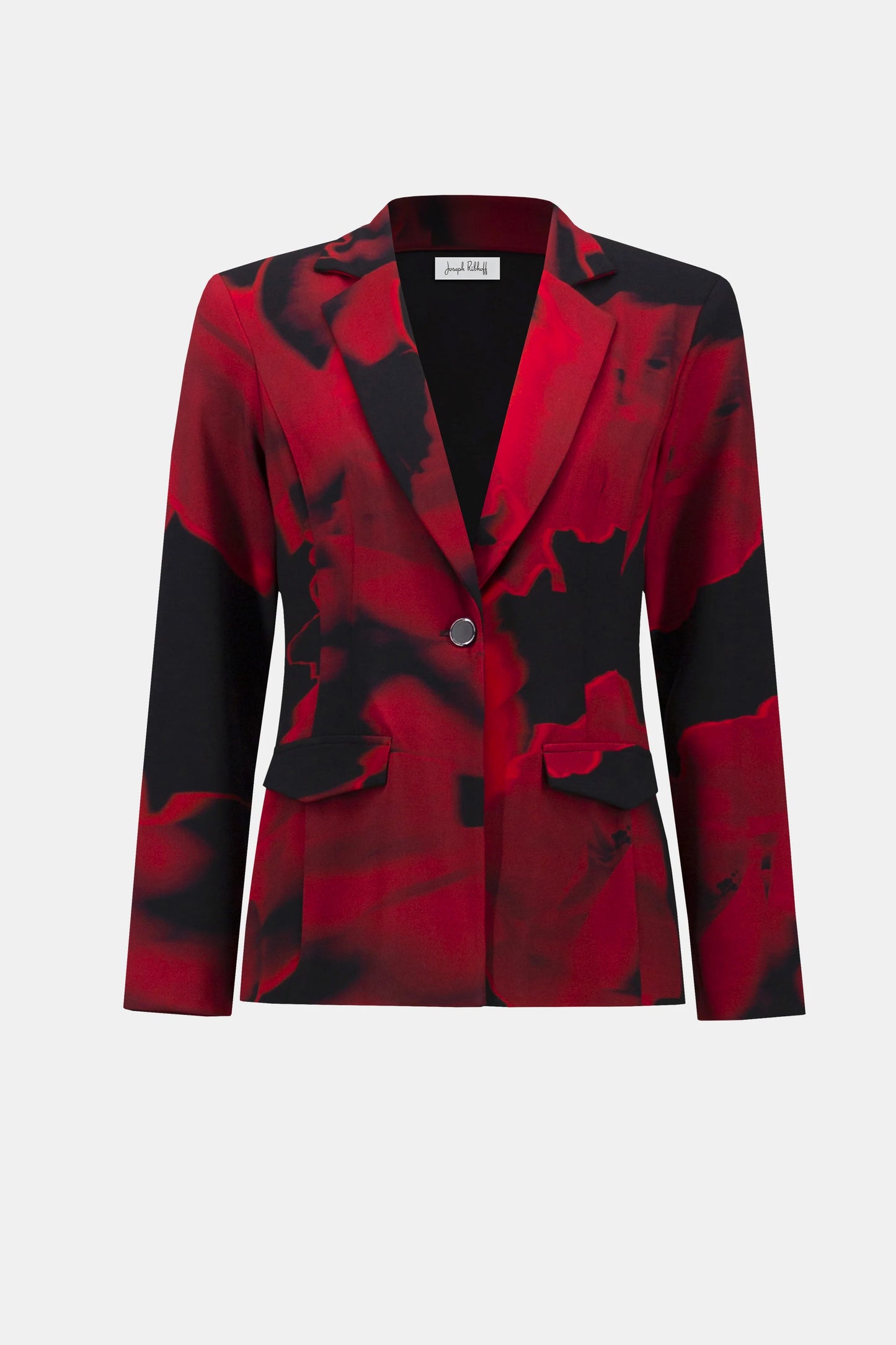 Silky Knit Abstract Print Straight Blazer. Style JR254092