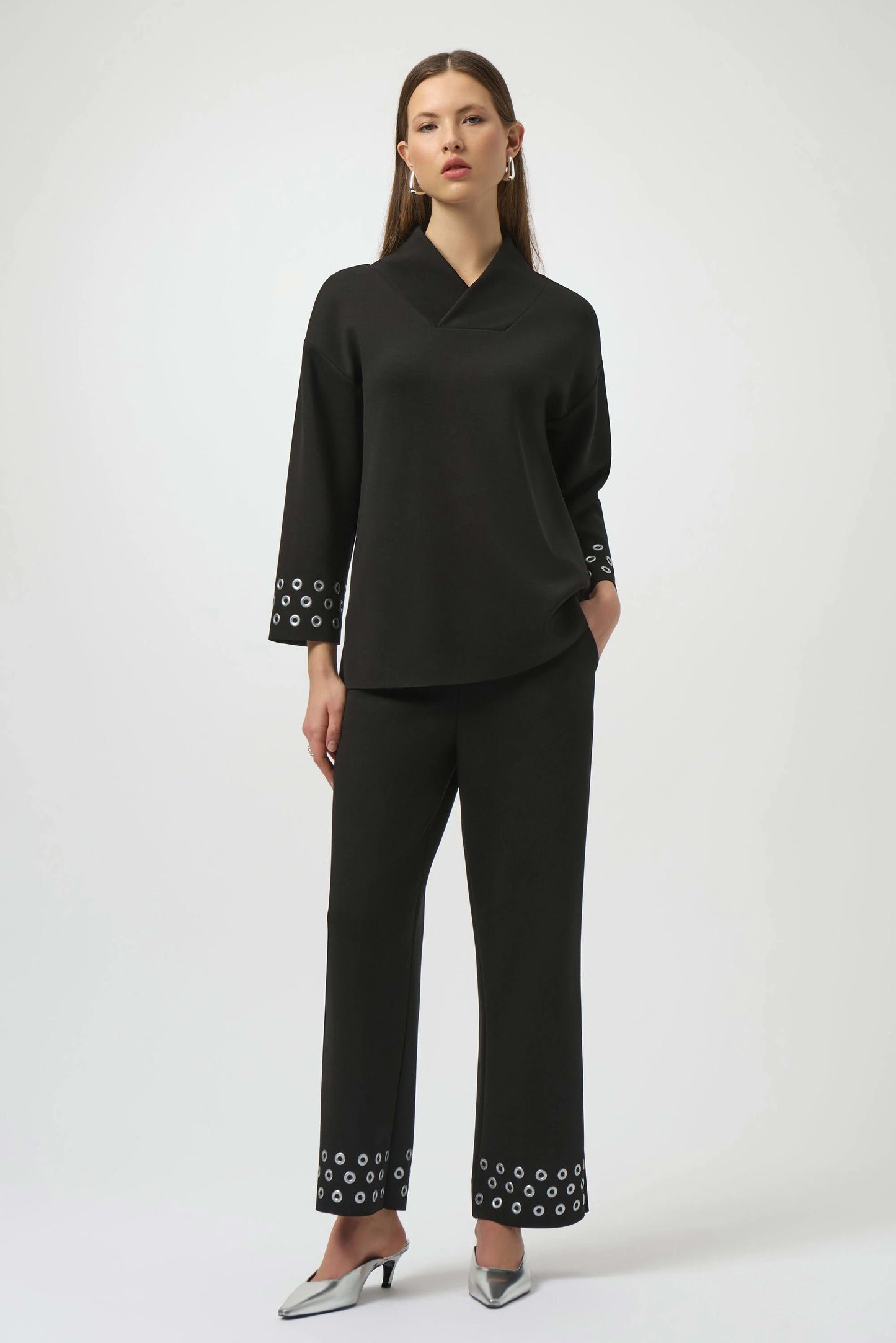 Scuba Jersey Straight Leg Pull-On Grommet Pants. Style JR254094