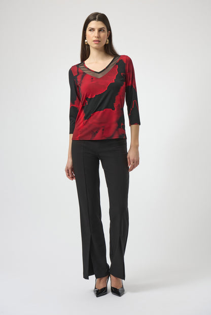 Silky Knit Abstract Print Fitted Top. Style JR254095