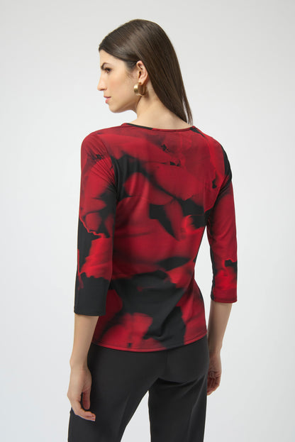Silky Knit Abstract Print Fitted Top. Style JR254095